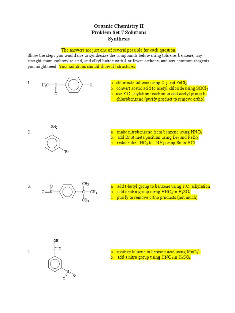Organic Chemistry II Problem Set 7 Solutions Synthesis: C O CL H C ...