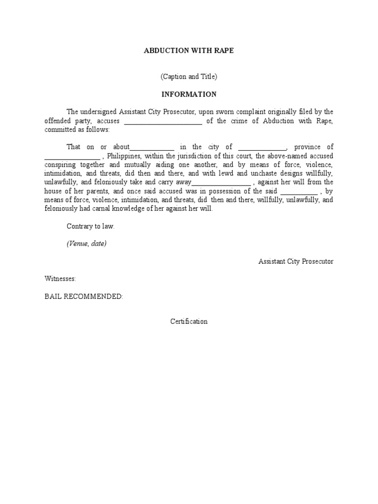 Legal Notice: Abduction with Rape | PDF