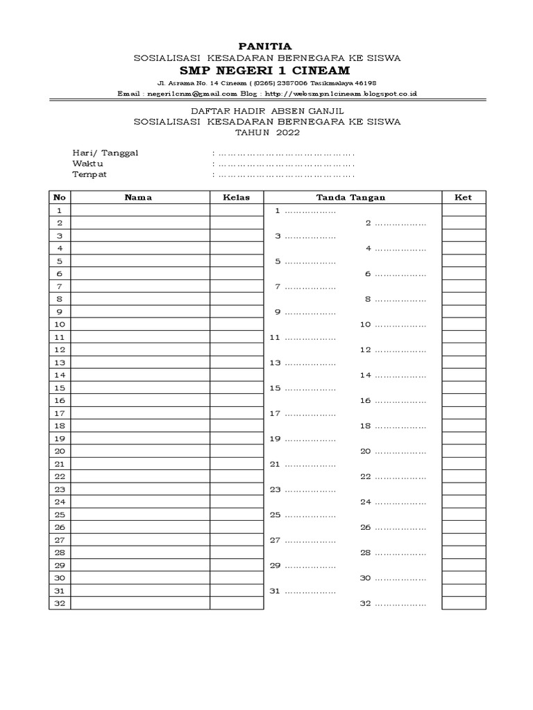 Daftar Hadir Peserta | PDF