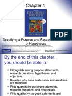 Specifying A Purpose and Research Questions or Hypotheses