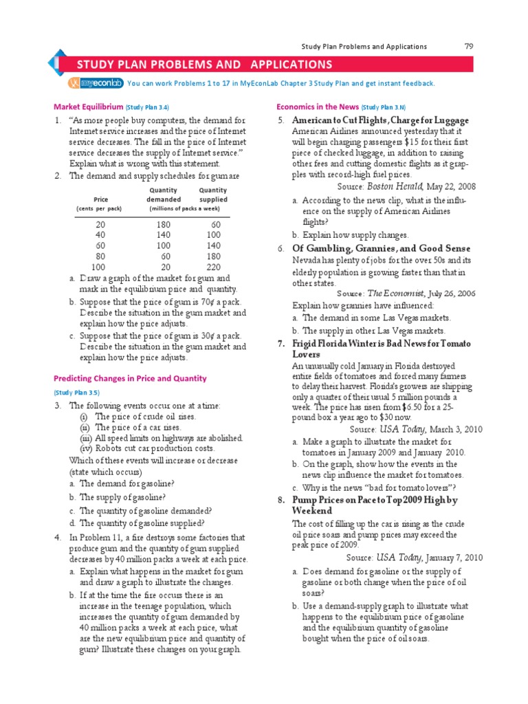 Study Plan: Market Equilibrium Problems | PDF | Prices | Economic Surplus