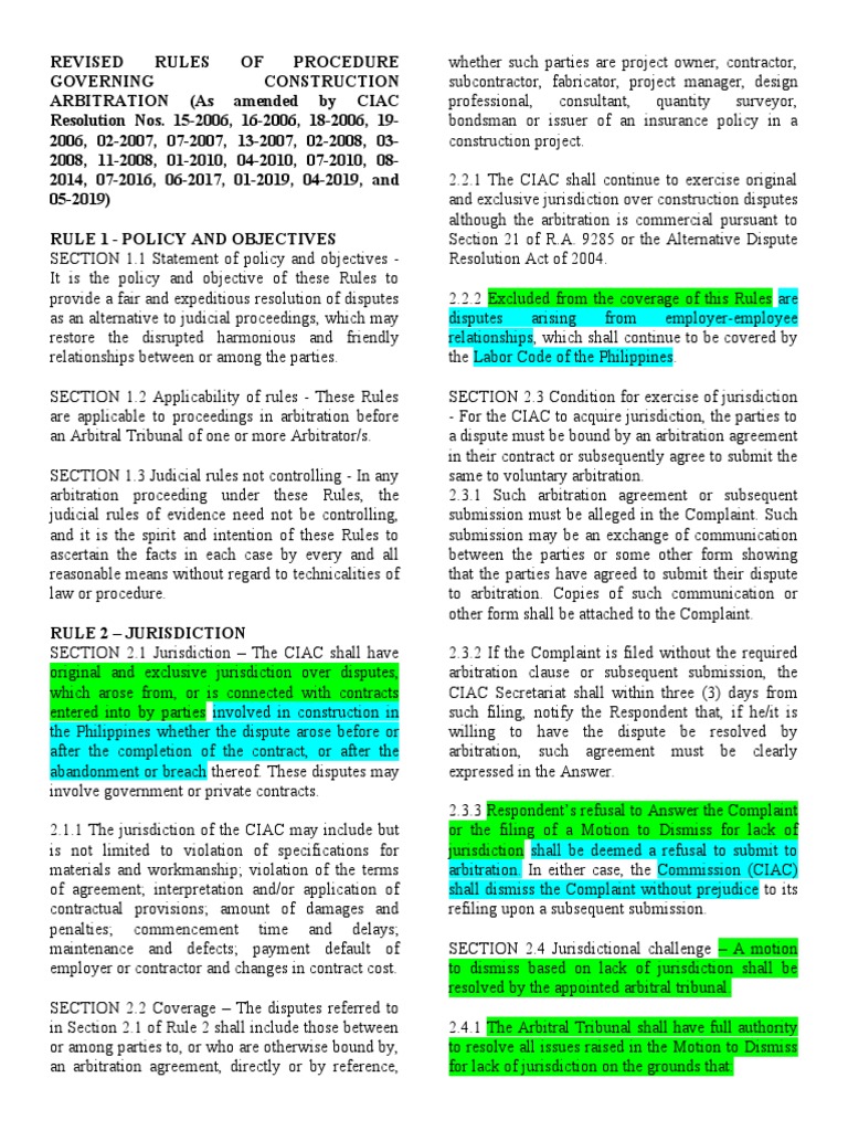 CIAC Revised Arbitration Rules | PDF | Arbitral Tribunal | Arbitration