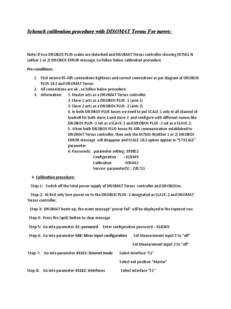 DISOMAT Tersus Calibration Guide | PDF | Calibration | Parameter ...