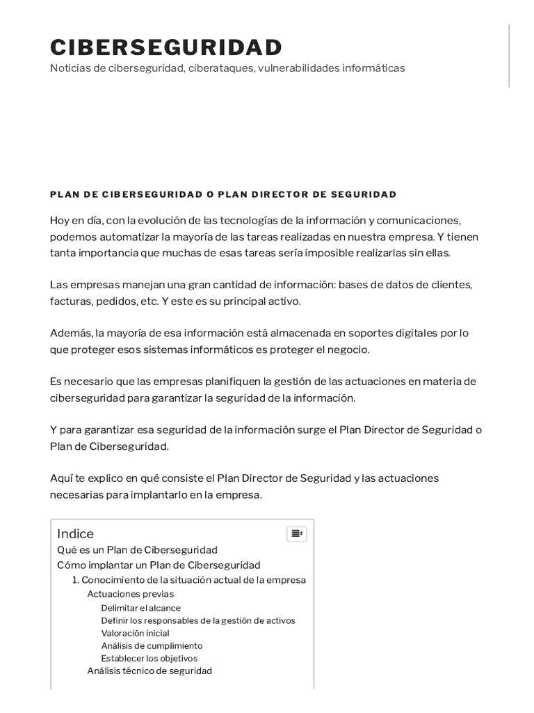 Guía para un Plan de Ciberseguridad | PDF | Seguridad | La seguridad ...