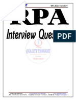RPA Interview KIT: Quality Thought PH: 9963486280, 9963799240 Location: Ameerpet / Kondapur Email Id