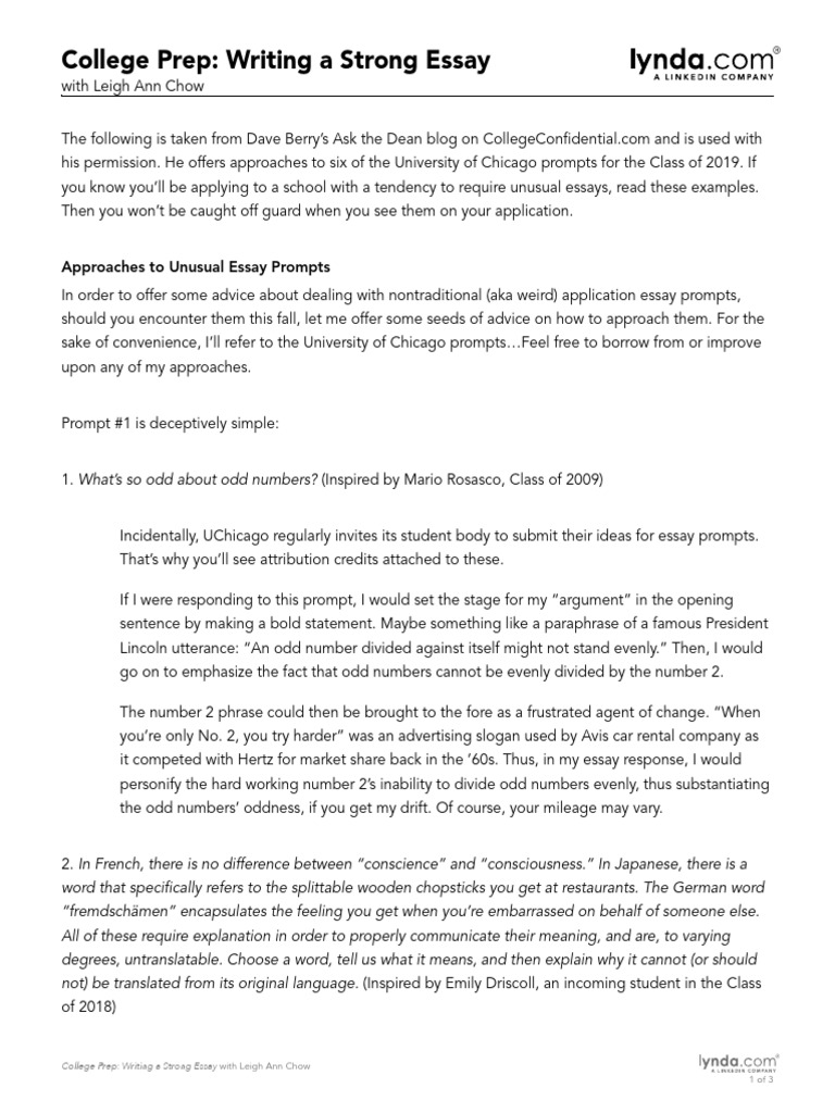 Unusual Essay Topics