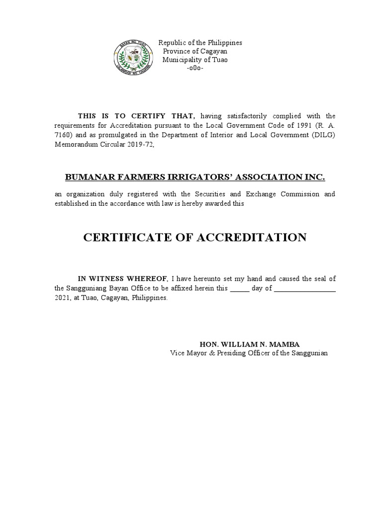 CERTIFICATE OF ACCREDITATION OF CSOs Part 3 | PDF | Justice | Crime ...