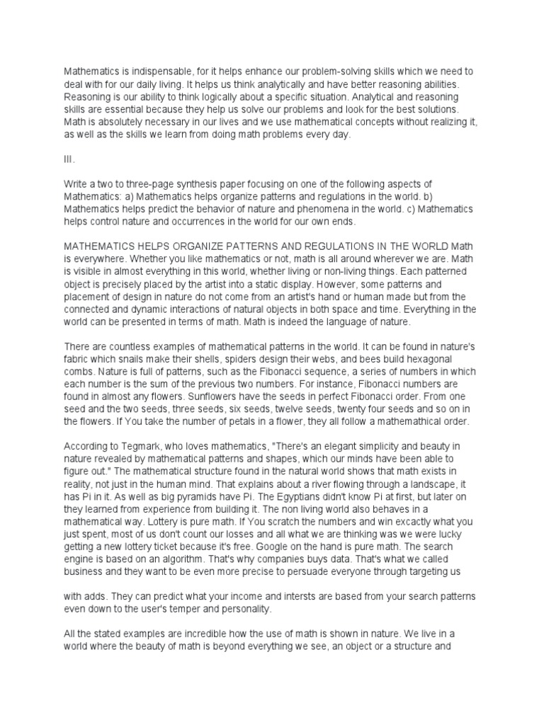 Mathematics Is Indispensable | PDF | Mathematics | Reason