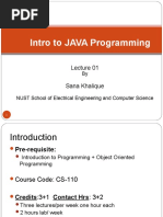 Intro To JAVA Programming: Sana Khalique