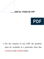 Canonical Form of LPP