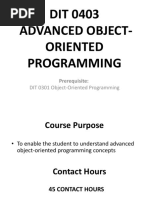 Bit2203 Advanced Object-Oriented Programming Lectures Sep 2021