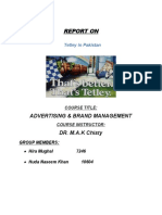 Report On: Advertising & Brand Management DR. M.A.K Chisty