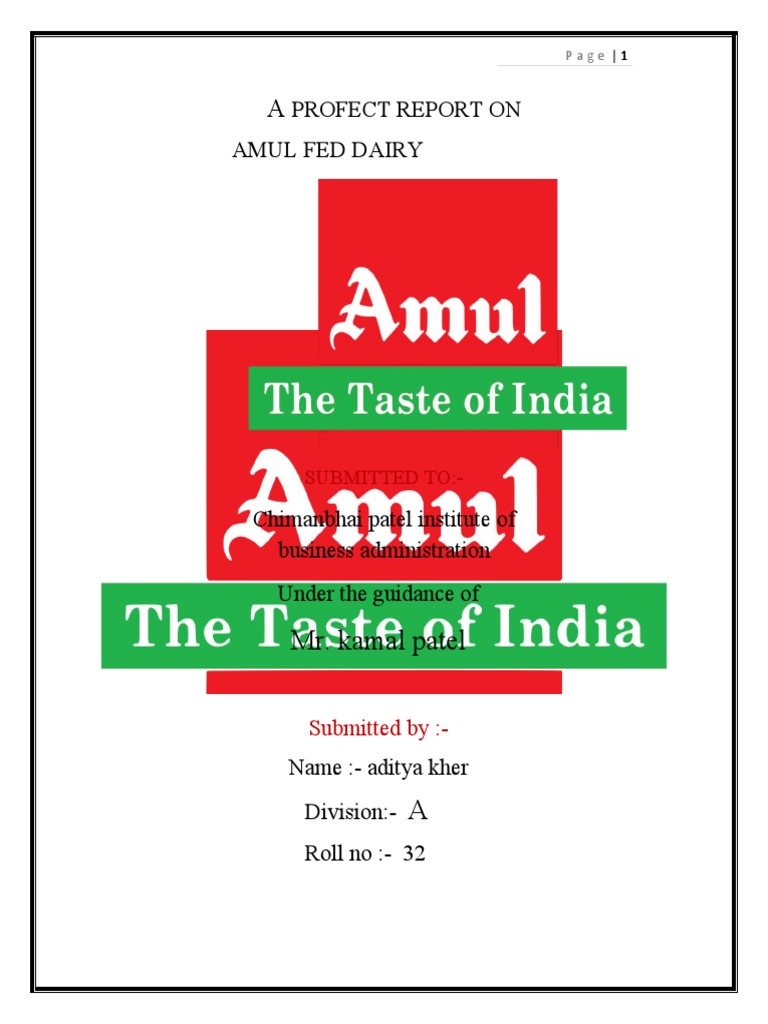 Amul Dairy: A Comprehensive Project Report | PDF | Brand | Working Capital