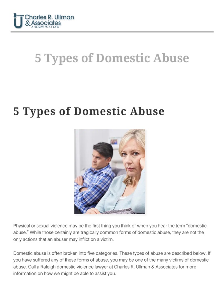 5 Types of Domestic Abuse - Charles R. Ullman & Associates | PDF ...