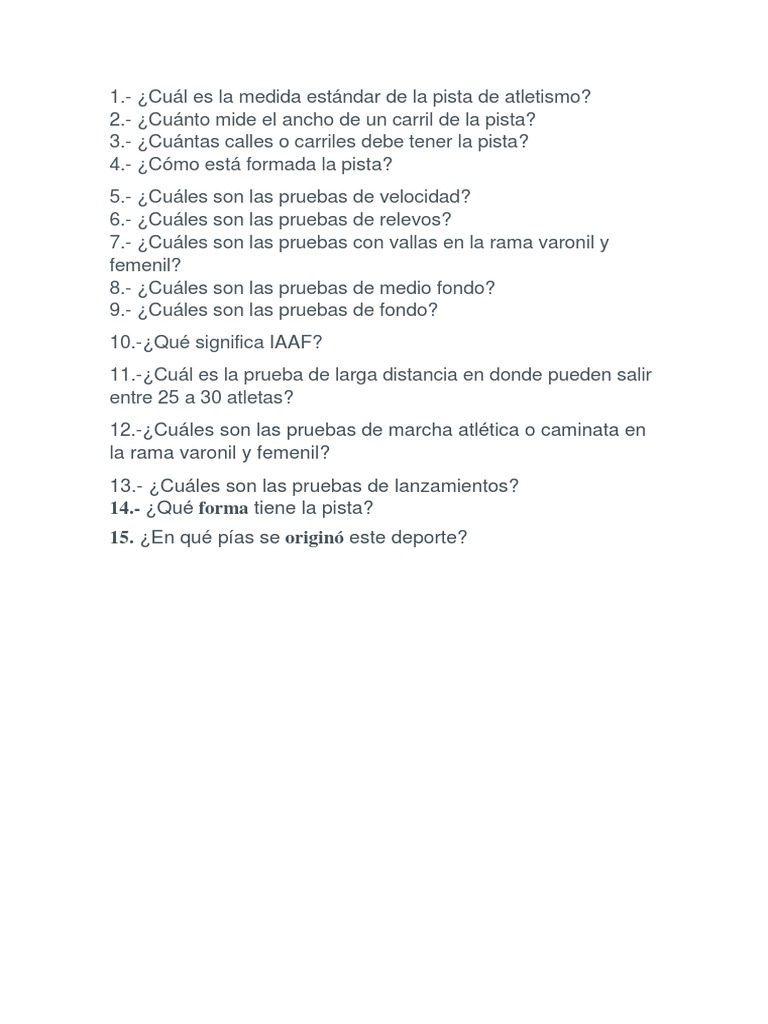 Tipos y Origen del Atletismo | PDF | Deporte del atletismo | Deportes ...