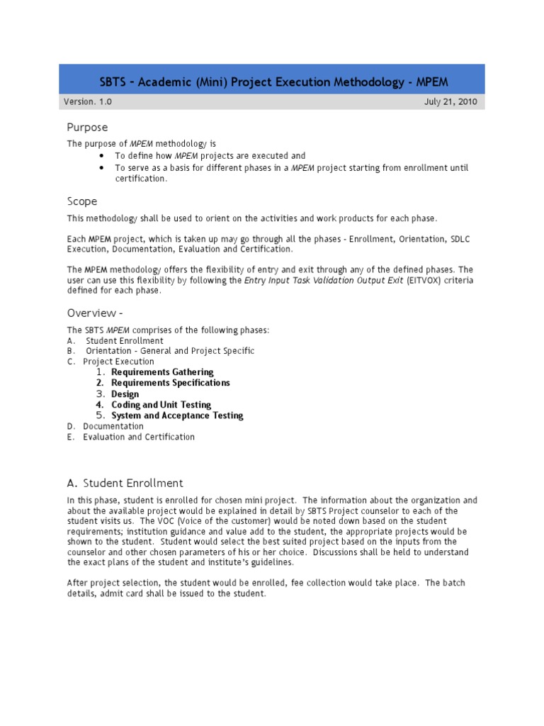 MPEM Methodology for Student Projects | PDF | Verification And ...