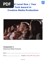 BTEC Level One / Two Tech Award in Creative Media Production