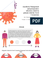 Anesthesia Management and Perioperative Infection Control in Patients With The Novel Coronavirus