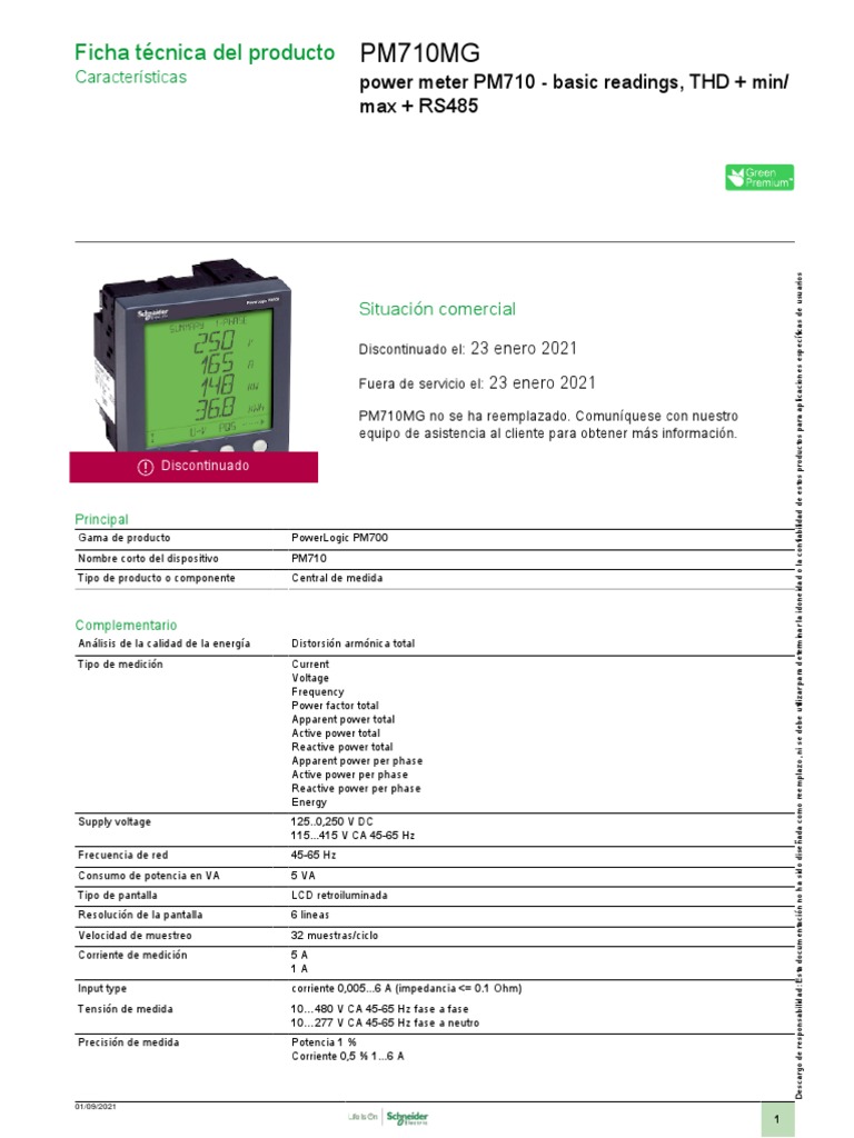 Ficha técnica PM710MG Schneider | PDF | Mecanica clasica | Fuerza