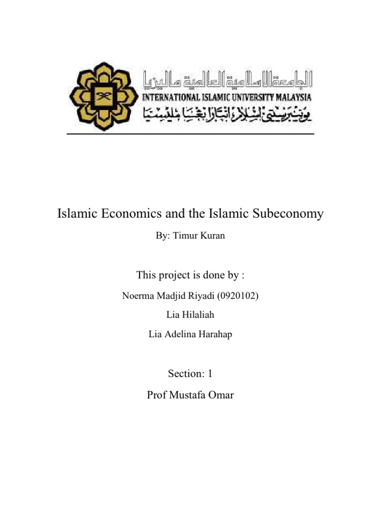 Islamic Economics and The Islamic Sub Economy | PDF | Islamic Banking ...