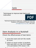 Item Analysis: Techniques To Improve Test Items and Instruction