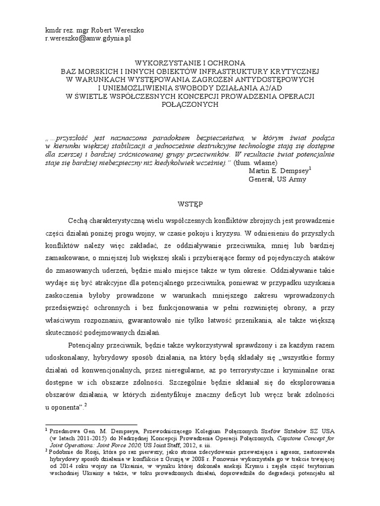 Protection of Naval Bases and Critical Infrastructure in A2/AD Anti ...