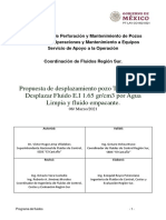 Propuesta de desplazamiento de fluido E.I. densidad 1.65 gr/cm3 por agua y fluido empacante en pozo Tokal 7 REE