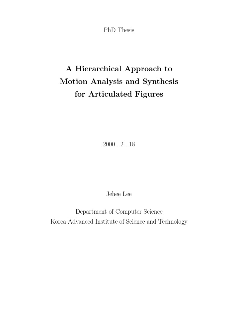 A Hierarchical Approach To Motion Analysis and Synthesis For ...