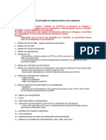 Documentos obrigatórios admissão