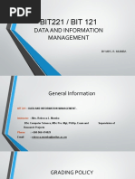 BIT221 / BIT 121: Data and Information Management