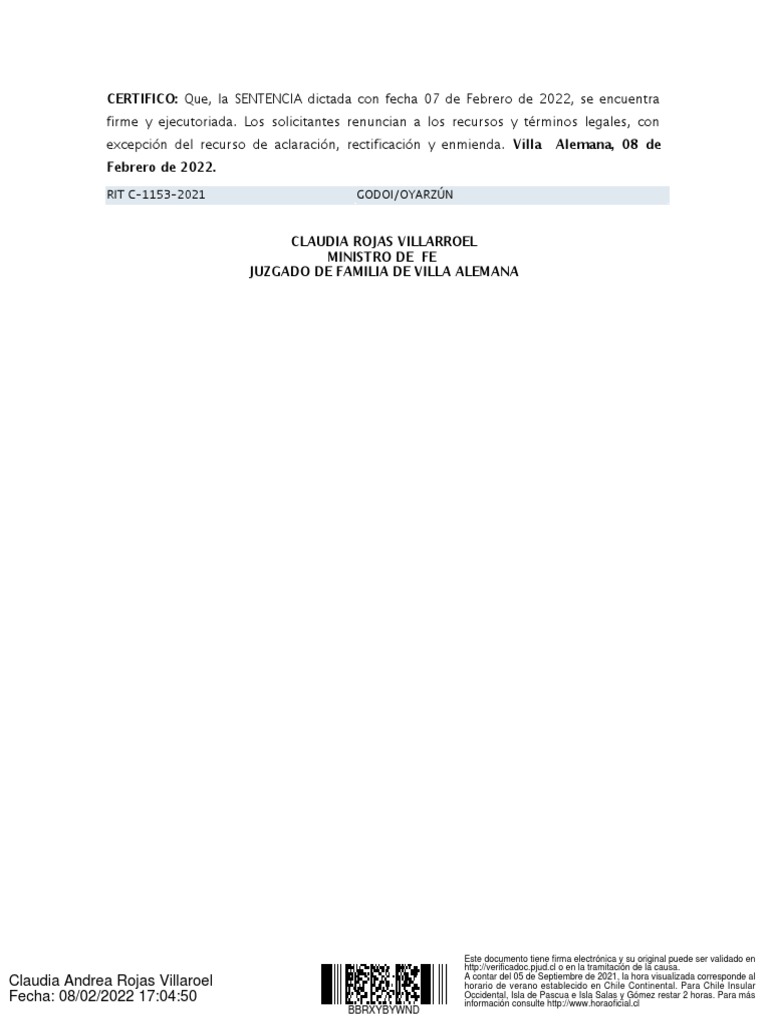 Certificado Ejecutoria Sentencia Divorcio | PDF