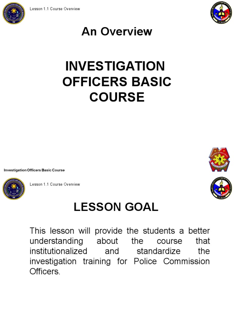 Investigation Officers Basic Course Overview | PDF | Detective | Crime ...