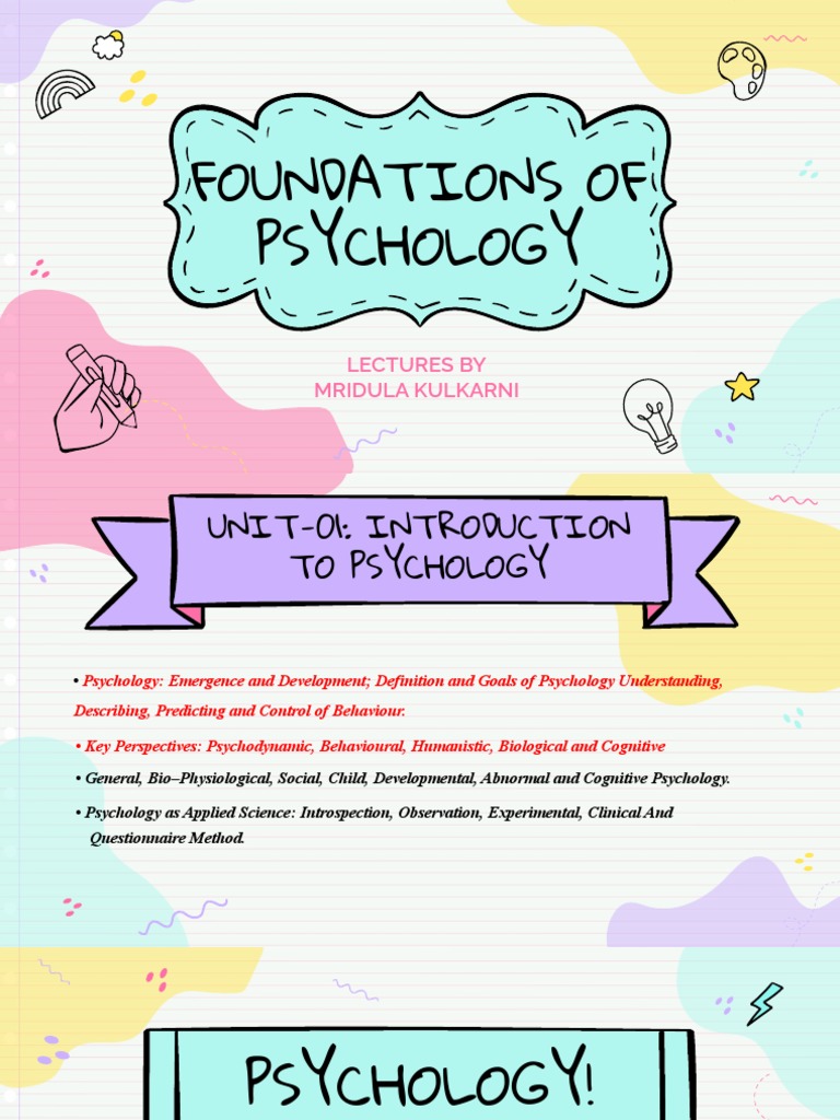 Unit01 Genesis and Goals of Psychology PDF Psychology Cognition