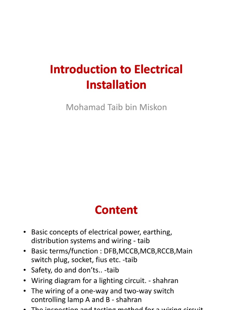 Introduction To Electrical Installation PDF Electrical Engineering