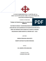 Factores de Riesgo y Microorganismos Relacionados A Infección Del Sitio Quirúrgico en Pacientes Mayores de 30 Años Con Prótesis Articulares