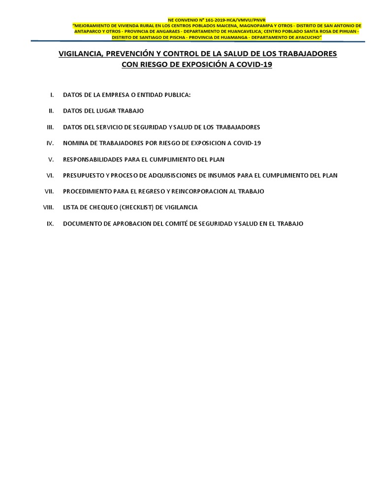 Plan Covid Nucleo N°......... | PDF | Lavado de manos | Seguridad y ...