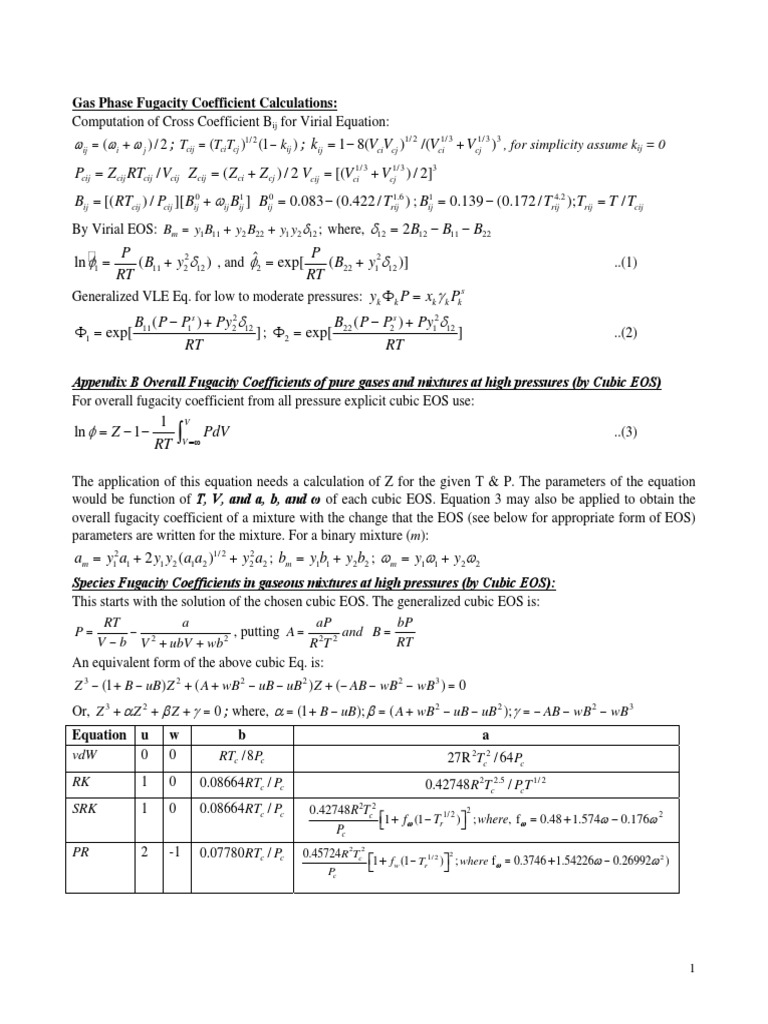 Fugacity Coefficients in Gas Mixtures | PDF | Mechanics | Applied ...