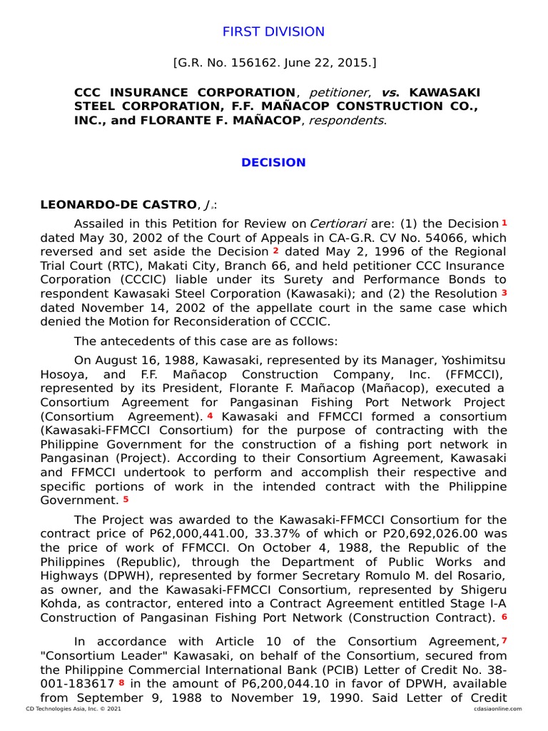 CCC Insurance v. Kawasaki Steel Corp | PDF | Guarantee | Surety