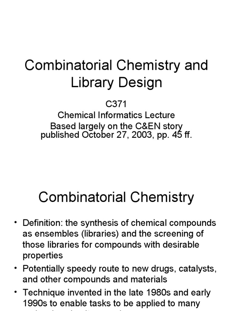 Combinatorial Chemistry Techniques Overview | PDF | Chemistry ...