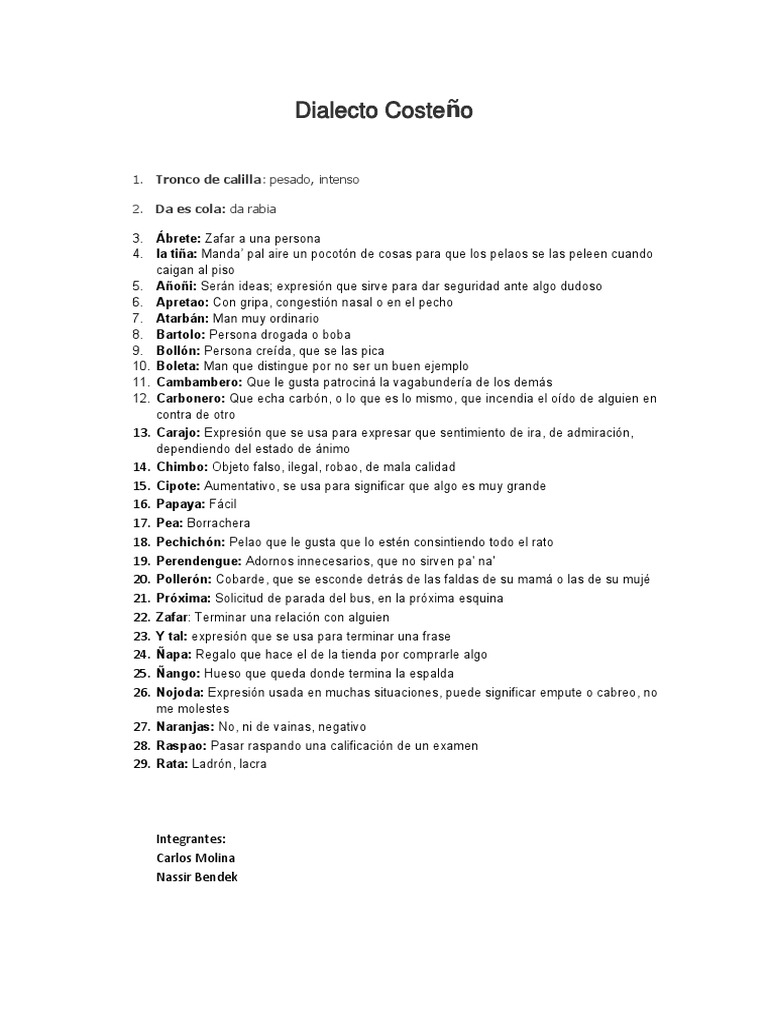 Dialecto Costeno