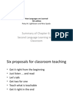 Summary of Chapter 6:: Second Language Learning in The Classroom