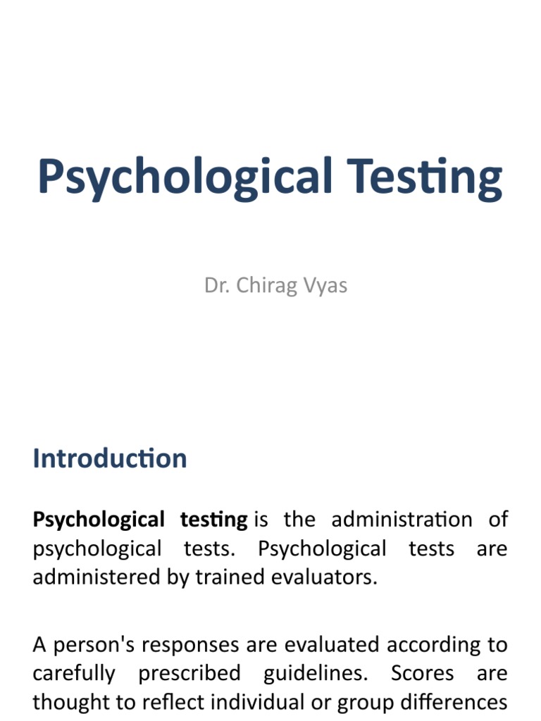 Psychological Testing: Dr. Chirag Vyas | PDF