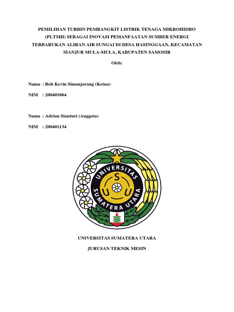 Pemilihan Turbin Pembangkit Listrik Tenaga Mikrohidro (PLTMH) Sebagai ...