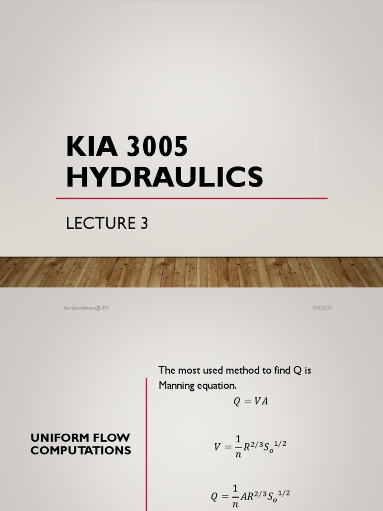 Hydraulic Principles of Open Channel Flow Solutions for Uniform Flow