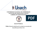 El Plan de Salud Bucal y Los Objetivos Nacionales Del Desarrollo para El Buen Vivir .