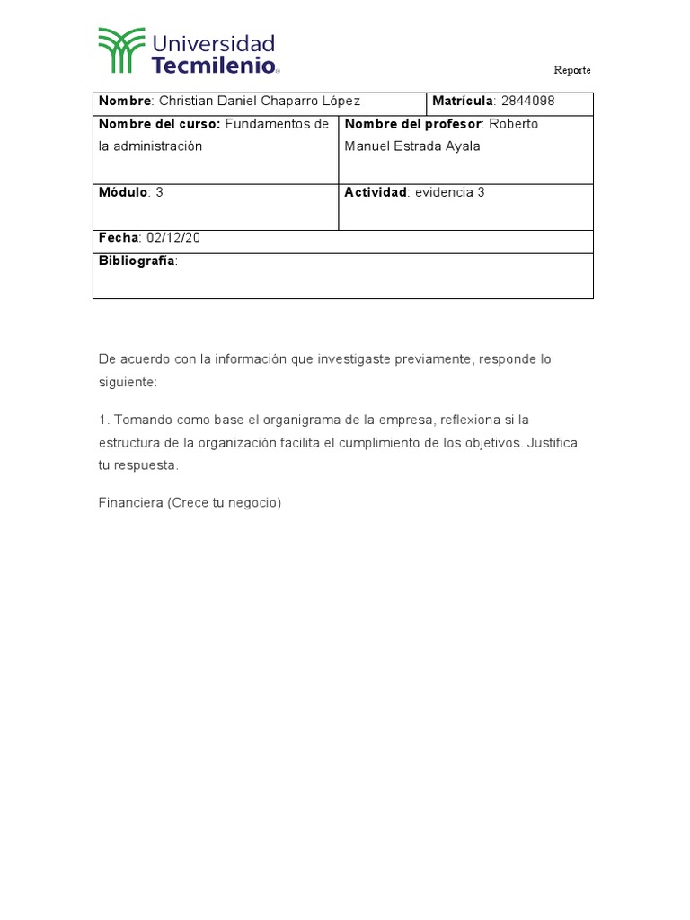 Evidencia 3 Fundamentos Admin | PDF | Business | Liderazgo