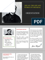 Orientation: Ged 102: The Life and Works of Jose Rizal