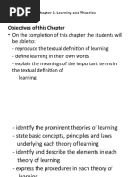 Objectives of This Chapter: Chapter 3: Learning and Theories