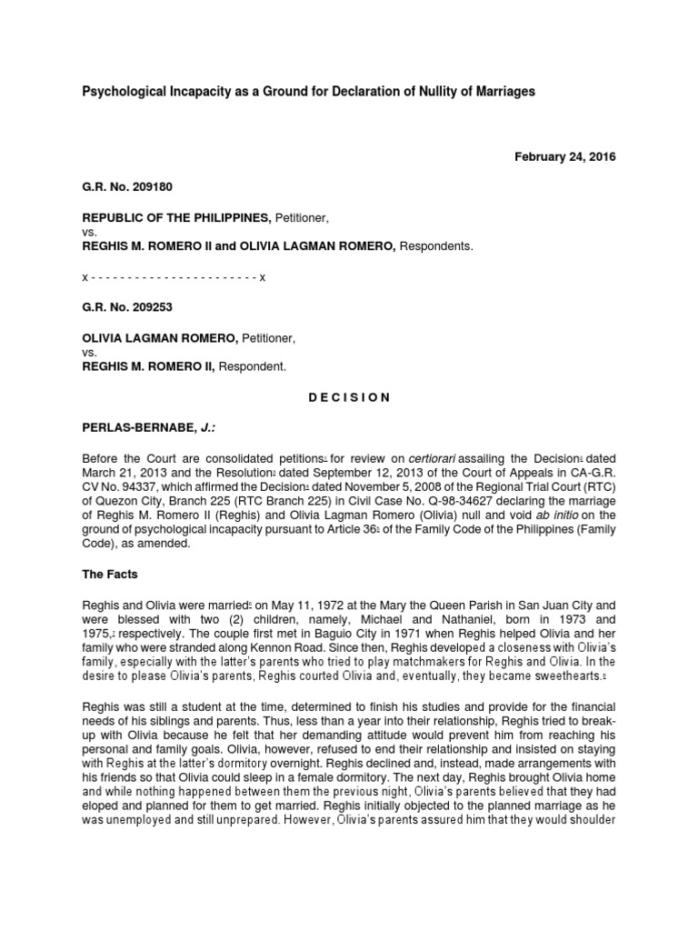 Psychological Incapacity | PDF | Annulment | Common Law