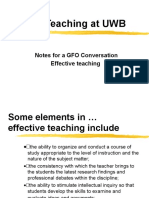 Good Teaching at UWB: Notes For A GFO Conversation Effective Teaching